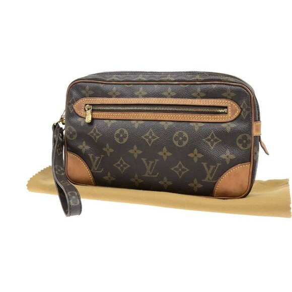 LOUIS VUITTON Marly Dragonne GM Clutch Hand Bag Monogram Brown M51825 68ED665 - Picture 1 of 16
